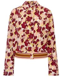 Marni - Overhemden ,Veelkleurig ,Floral Striped Silk Shirt - Lyst