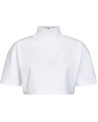 Alaïa - Tops ,Wit ,Katoen Cropped Katoenen Jersey T-Shirt - Lyst