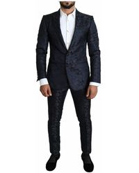 Dolce & Gabbana Synthetik Dreiteiliger Anzug Lamé-Jacquard in Blau für Herren Herren Bekleidung Anzüge Zweiteilige Anzüge 