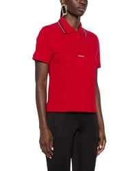 Versace - Tops ,Rood ,Katoen Geborduurd Katoenen Piqué Polo - Lyst