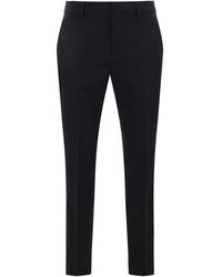 Versace - Pantaloni in twill di lana nera con tasche multiple - Lyst