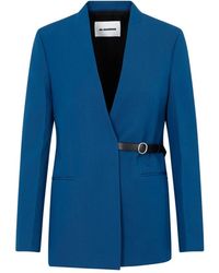 Jil Sander - Jassen ,Blauw ,Wol Wollen Jas - Lyst