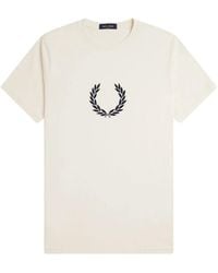 Fred Perry - Baumwoll T-Shirt Mit Rundhalsausschnitt Und Gesticktem Logo - Lyst