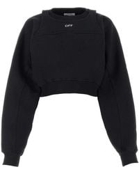 Off-White c/o Virgil Abloh - Hoodies & Sweatvesten ,Zwart ,Katoen Logo-Print Cropped Katoenen Sweatshirt - Lyst