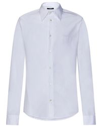 Balmain - Weiße hemden mit knopfleiste und logo-stickerei - Lyst