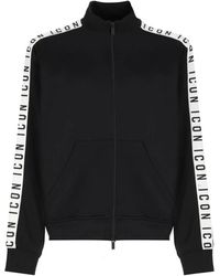 DSquared² - Hoodies & Sweatvesten ,Zwart ,Katoen Icon Sweatshirt Met Rits - Lyst