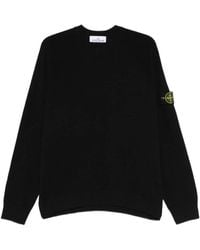 Stone Island - Pullover Mit Logo-Patch Und Rundhalsausschnitt - Lyst