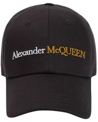 McQueen - Accessoires ,Zwart ,Katoen Klassieke Logo Bicolor Zwart Goud Hoed - Lyst