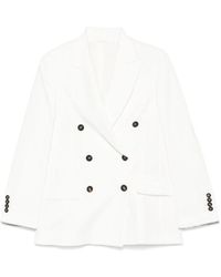 Brunello Cucinelli - Witte Double-Breasted Blazer Met Peak Revers - Lyst