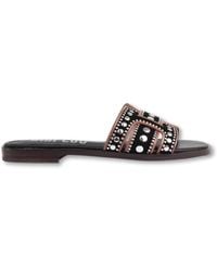 Bibi Lou - Schwarzer Stud Slipper 100% Leder - Lyst