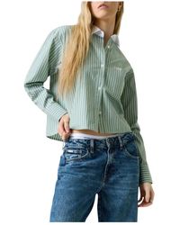Guess - Overhemden ,Groen ,Katoen Relaxed Katoenen Overhemd - Lyst
