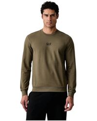 EA7 - Hoodies & Sweatvesten ,Groen ,Katoen Core Identity Katoenen Sweater Met Ronde Hals - Lyst