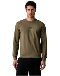 EA7 - Hoodies & Sweatvesten ,Groen ,Katoen Core Identity Katoenen Sweater Met Ronde Hals - Lyst