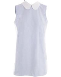 Thom Browne - Gestreiftes seersucker-kleid mit abnehmbarem kragen - Lyst