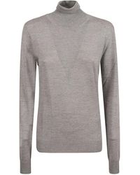 Saint Laurent - Truien & Vesten ,Grijs ,Wol Cassandre Turtleneck Sweater - Lyst