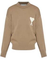 Ami Paris - Truien & Vesten ,Bruin ,Katoen Logo Sweater - Lyst