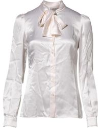 Dolce & Gabbana - Witte Zijden Lange Mouw Blouse Top - Lyst