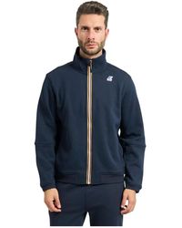 K-Way - Hoodies & Sweatvesten ,Blauw ,Katoen Zip-Through Sweatshirt - Lyst