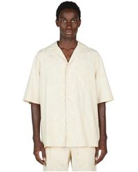 Versace - Kurzarm jacquard hemd aus baumwolle - Lyst