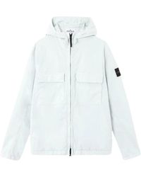 Stone Island - Jassen ,Blauw ,Katoen 4100077 Stretch Katoenen Twill - Lyst
