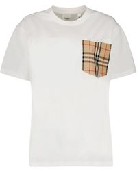 Burberry - Tops ,Wit ,Katoen Vintage Check Pocket T-Shirt - Lyst
