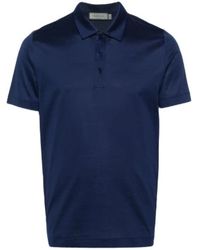 Canali - Polo in cotone blu navy - Lyst