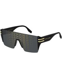 Marc Jacobs - Schwarze/graue sonnenbrille mit gold-logo - Lyst