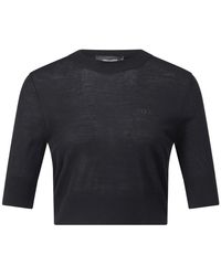 DSquared² - Truien & Vesten ,Zwart ,Wol Wollen Crop Top - Lyst