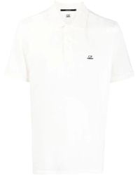 C.P. Company - Polo in cotone bianco con logo - Lyst