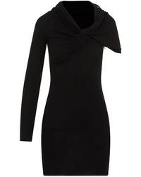 Saint Laurent - Schwarzes mini-kleid mit asymmetrischem ausschnitt - Lyst