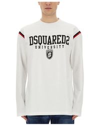 DSquared² - Tops ,Wit ,Katoen Varsity Fit Tee - Lyst