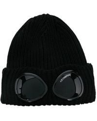C.P. Company - Merino Wool Goggle Beanie, Zwart - Lyst