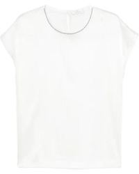 Panicale - Overhemden ,Wit ,Beaded Silk Top - Lyst