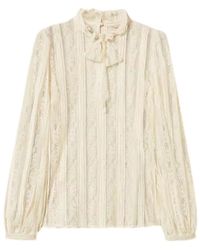 Twinset - Overhemden ,Katoen Blouse Van Kant Met Strik - Lyst