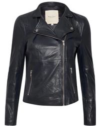 Part Two - Jassen ,Blauw ,Leer Asymmetrische Rits Leren Bikerjas - Lyst