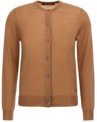 Roberto Cavalli - Truien & Vesten ,Bruin ,Wol Luxe Wol Cardigan Met Monogram Logo - Lyst