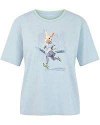 Marc Cain - Tops ,Blauw ,Katoen Katoenen T-Shirt Met Konijnenprint - Lyst