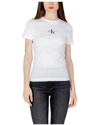 Calvin Klein - Weißes t-shirt, kurzarm, herbst/winter - Lyst