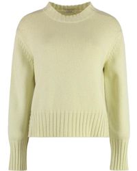 Malo - Truien & Vesten ,Groen ,Kasjmier Cashmere Crew-Neck Sweater Met Ribgebreide Randen - Lyst