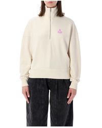 Isabel Marant - Hoodies & Sweatvesten ,Roze ,Katoen Ross Half-Zip Sweatshirt - Lyst