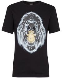 Billionaire - Tops ,Zwart ,Katoen T-Shirt Round Neck Ss Lion - Lyst