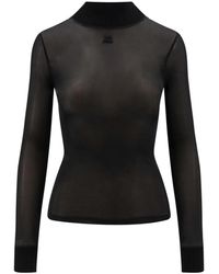 Courreges - Top in voile con logo ricamato - Lyst