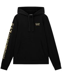EA7 - Hoodies & Sweatvesten ,Zwart ,Katoen Hoodie Met Ea7 Design - Lyst