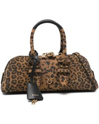 Pinko - Tassen ,Bruin ,Leer Bowling Bag - Lyst