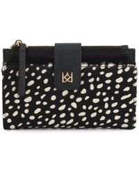 Kazar - Accessoires ,Zwart ,Leer Haar-Op-Leer Portemonnee Met Witte Stippen - Lyst