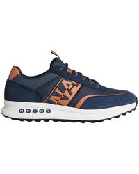 Napapijri - Blaue Leder- Und Stoff-Sneakers Mit Niedrigem Schaft - Lyst