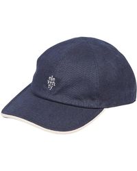 Eleventy - Accessoires ,Blauw ,Katoen Geborduurde Cap - Lyst