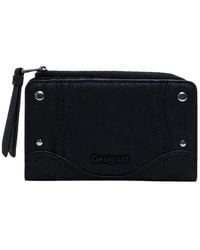 Desigual - Zwarte Geborduurde Damesportemonnee - Lyst