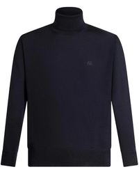 Etro - Blauwe Wollen Coltrui - Lyst