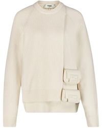 Fendi - Luxuriöser woll-kaschmir-crewneck-pullover - Lyst